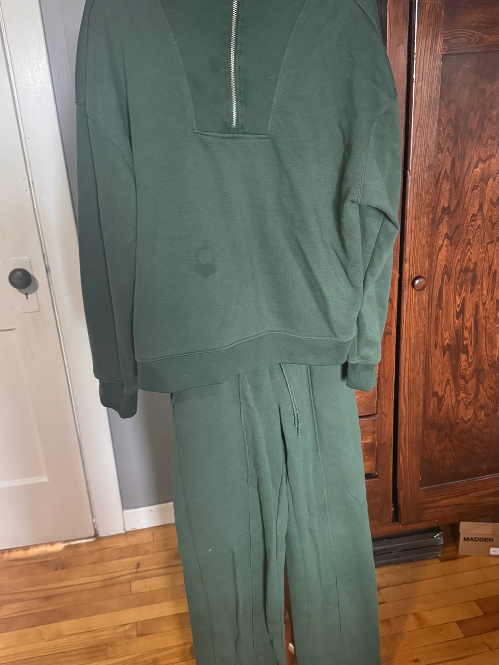 🌲mySTYLE Forest Green Half-Zip Lounge Set — Size Large (Top) / Medium (Bottom)